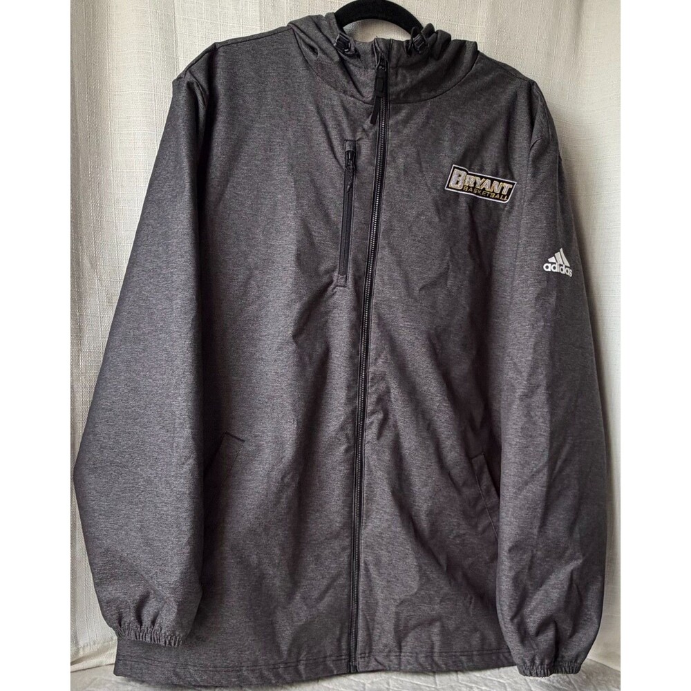 Adidas Bryant Basketball Men's Large Hooded Jacket Gray Full Zip Team Athletic